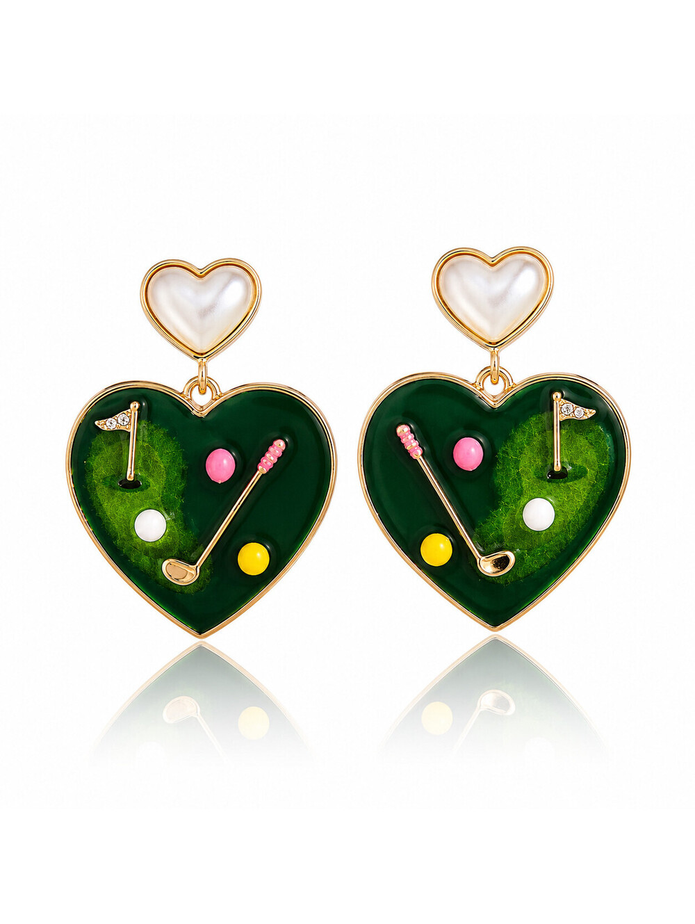 Betsey Johnsons Heart Shaped Golf Earrings